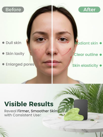 Face Roller & Gua Sha Facial Tools, Face Massager for Self Care, Jade Roller for face, Jawline Sculpting and Puffiness Reducing