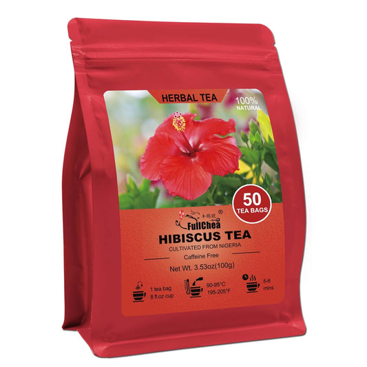 FullChea Hibiscus Tea Bags, 50 Counts, Flor De Jamaica, Non-GMO