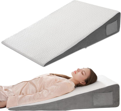 Vekkia 34" Extra-Long Wedge Pillow, 5.5" Bed Wedge Pillow for Sleeping,Gray