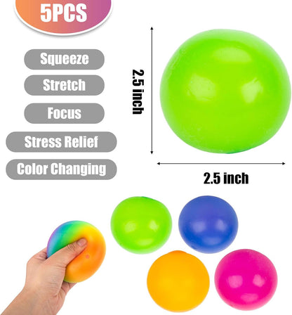 LOVESTOWN 5PCS Stress Balls for Adults, Sensory Squishy Squeeze Ball Toys