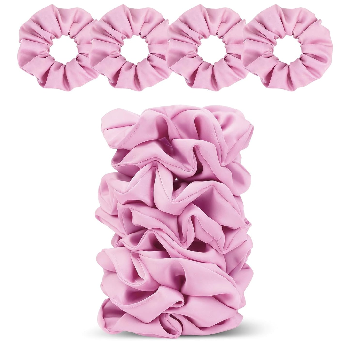 Satin Scrunchies for Women – 8PCS Blush & Brown Silk Hair Ties Set – No Crease, Frizz-Free, Gentle Elastic Hair Bands, Soft & Stylish Everyday Hair Accessories Gifts