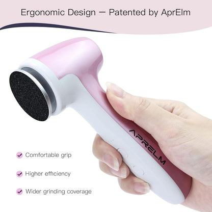 APRELM Rechargeable Electric Foot Callus Remover with 3-Sizes 120Pcs Sandpaper Discs, Professional 1000RPM 3-Speed Control Electric Foot File (E7 Black)