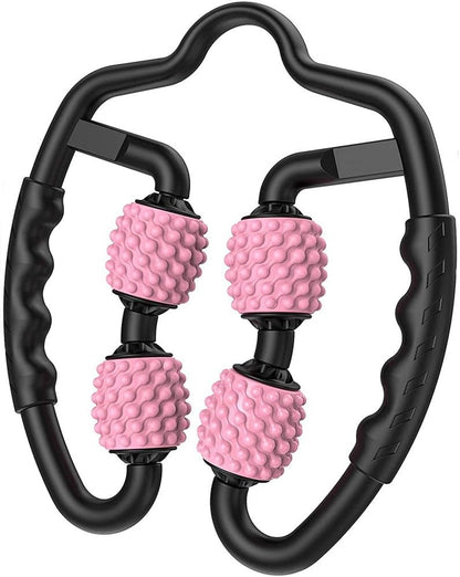 4 Wheels Foam Roller Muscle Massager for Leg Neck Hand Arm,Trigger Point Muscle Relax Massager Indoor Sports Yoga Bodybuilding Equipment (Black)