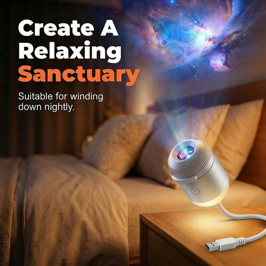 2-in-1 Galaxy Projector Night Light, USB Starry Sky Night Light Projector, Mini LED Projection Lamp for Bedroom Ceiling Wall Room Decor (24 Projection Films)