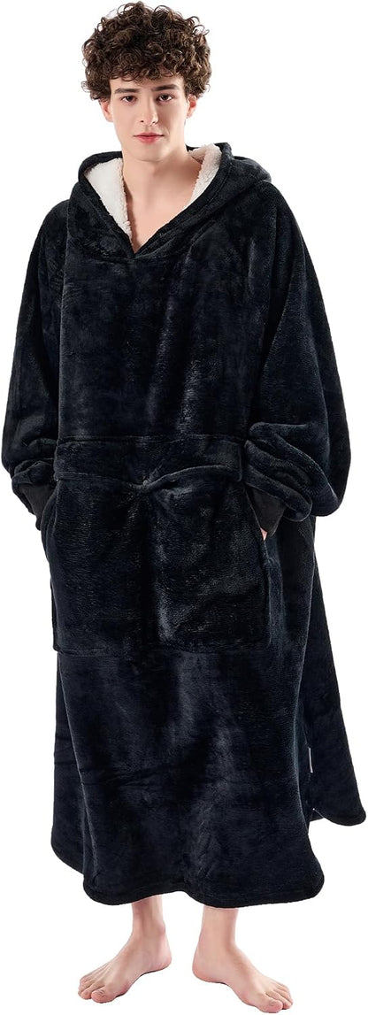 Krifey Wearable Blanket Hoodie, Oversized Sherpa Hooded Blanket for Adults | Soft sherpa fleece with sleeves and pocket; oversized fit for lounging, WFH, camping, Christmas and white elephant gifts.