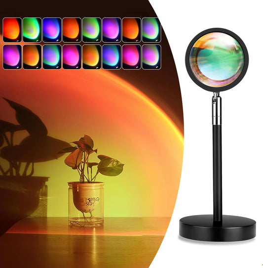 Sunset Lamp Night Light - 16 Colors & 4 Modes Sunset Projection Lamp with Remote, Color Changing Rainbow Sunlight Lamp, Romantic Visual Led Light Projector for Photography Room Decor