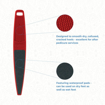 ForPro Professional Collection Red Panda Foot File, 60/100 Grit, Double-Sided Pedicure File for Feet and Heels, 10.5” L (Pack of 6)