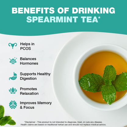 HANDPICK Spearmint Tea (100 Tea Bags) Fresh Natural Mint Leaves, Non GMO