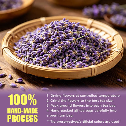 Lavender Tea Bags, 40 Count, 2.82 oz (80g), Corn Fiber Pyramid Sachets