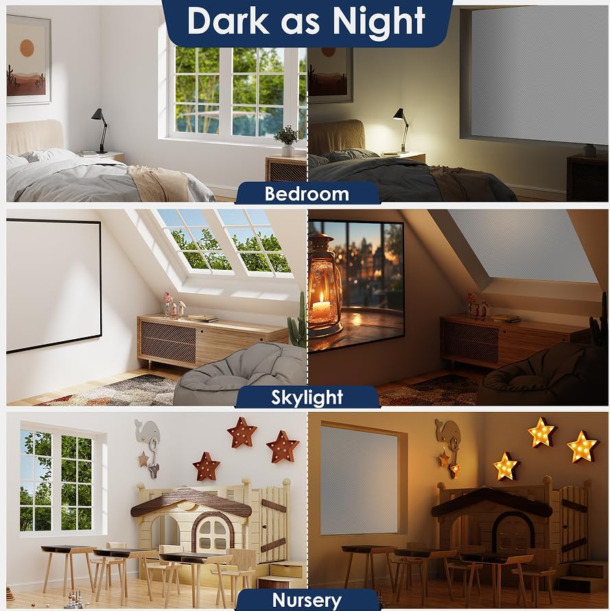 100% Blackout Curtains for Bedroom, 36"x57" Portable Black Out Window Cover