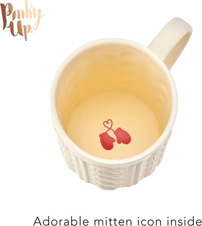 Pinky Up Annette Ceramic Tea Cup with Infuser and Lid, Travel Mug for Loose Leaf Teas, Home Office, Camping, Picnic Party, 12 oz, Set of 1, Honeycomb