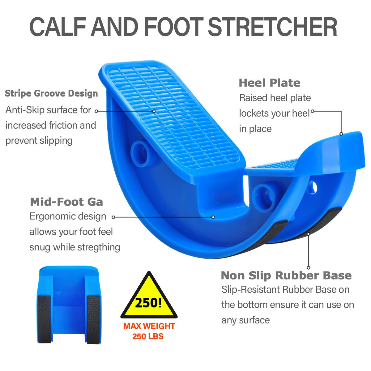 Foot Rocker Calf Stretcher Ankle Plantar Board for Achilles Tendonitis, Muscle Stretch, Feet and Shin Splint Pain Relief - Improve Calf Flexibility, Ankle Mobility - Rose