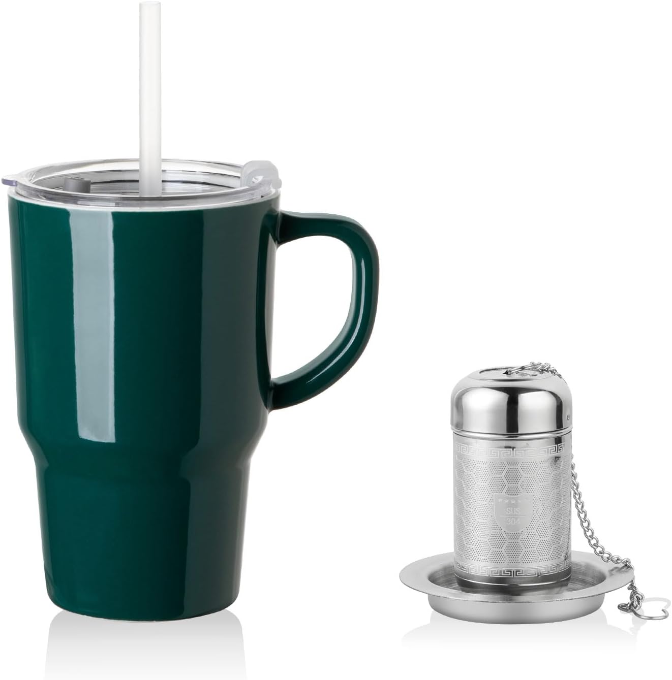 Sweejar Porcelain Tea Infuser Mug with Lid, 16 oz Teacup with Strainers for Loose Leaf Tea, Microwave and Dishwasher Safe Coffee Mug(Purple)