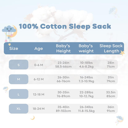 Yoofoss Baby Sleep Sack Baby Wearable Blanket 100% Cotton 2-Way Zipper Toddler Sleeping Sack