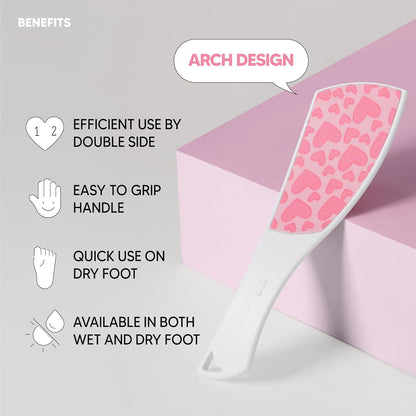 S-Line Emery Foot File, Colossal Double-Sided Pedicure Tool, Effective for Cracked Heel, Ergonomic Design for Easy Grip (White)