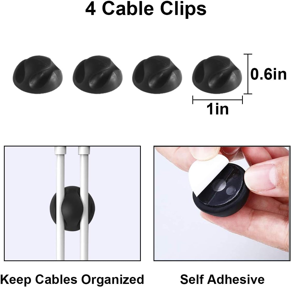 DUNCHATY Cable Management Box 3 Pack - Cord Hider & Power Strip Cover for Desk TV Computer - Child Pet Safe ABS Wire Organizer Box with 10 Cable Ties & Clips, White