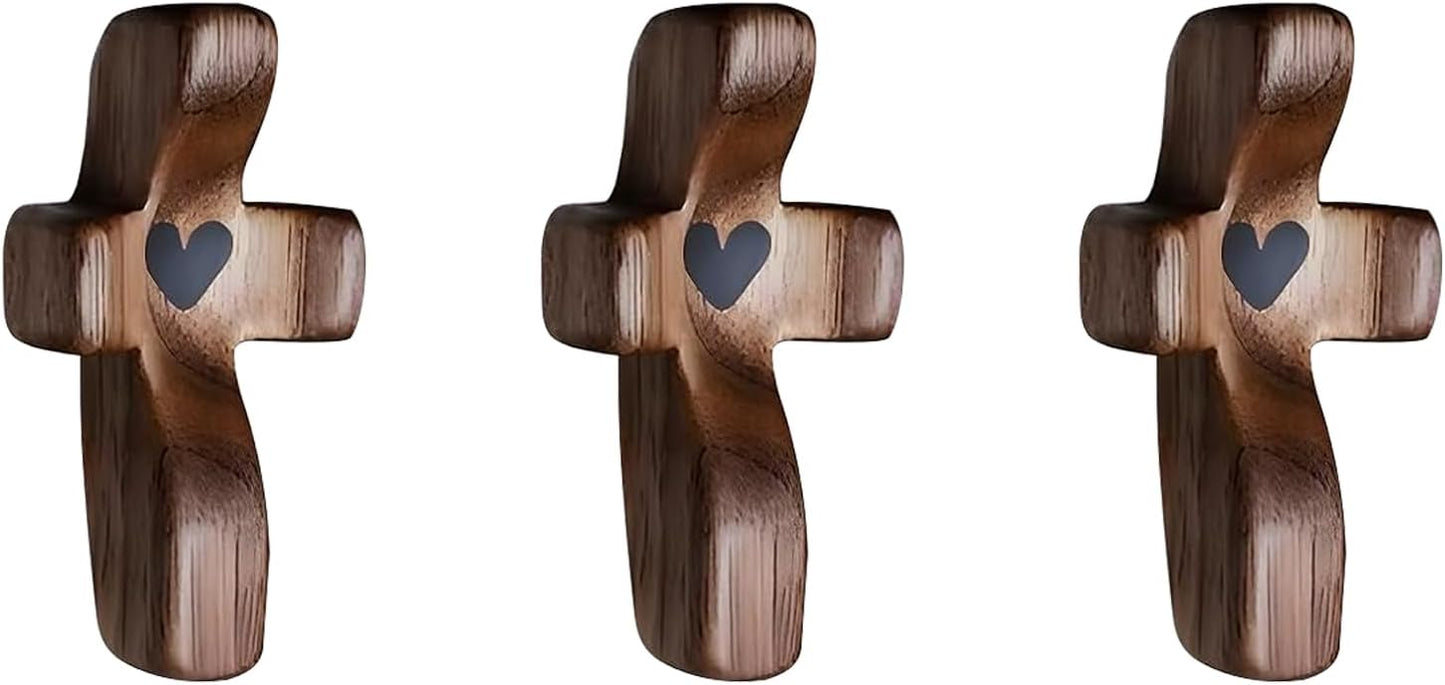 Cross My Heart/Encouragement Gift Wood Comfort Pocket Prayer Cross for Clutching, Clinging and Praying Christian Religious Gift