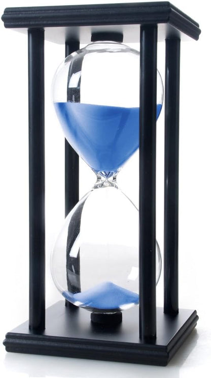 60 Minutes Hourglass, Wood Sand Timer, White | 4 x 4 x 8 inch Sand Clock