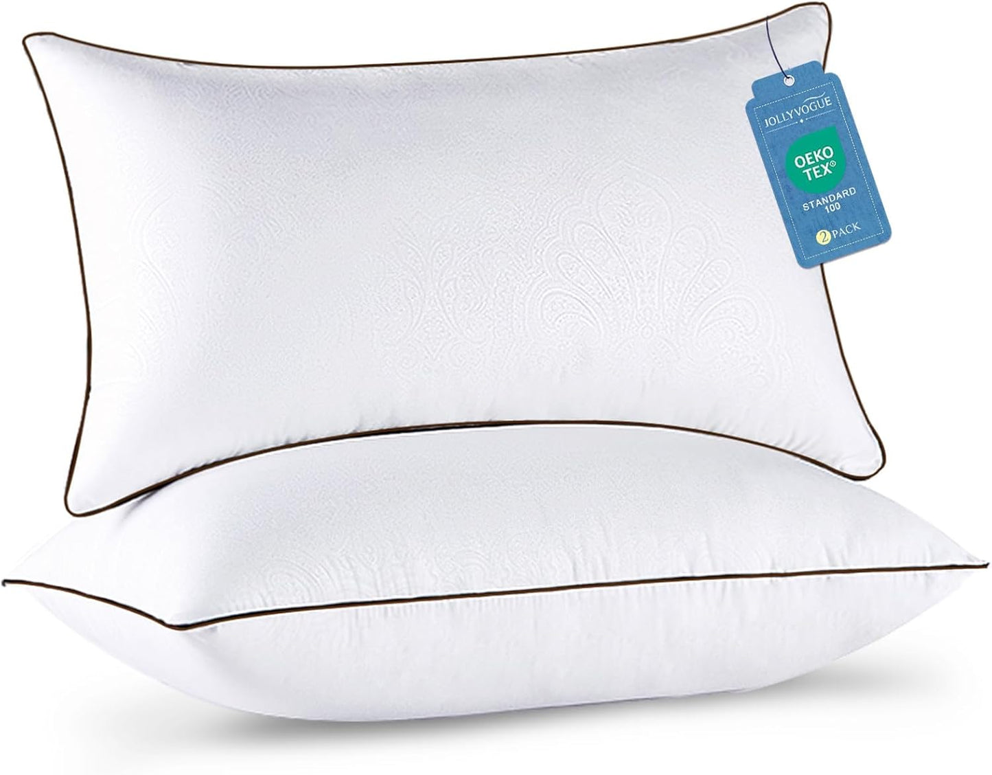 JOLLYVOGUE Pillows Standard Size Set of 2, Cooling and Supportive Pillows Full Size Set of 2 for Side and Back Sleepers, Down Alternative Hotel Collection Sleeping Pillow