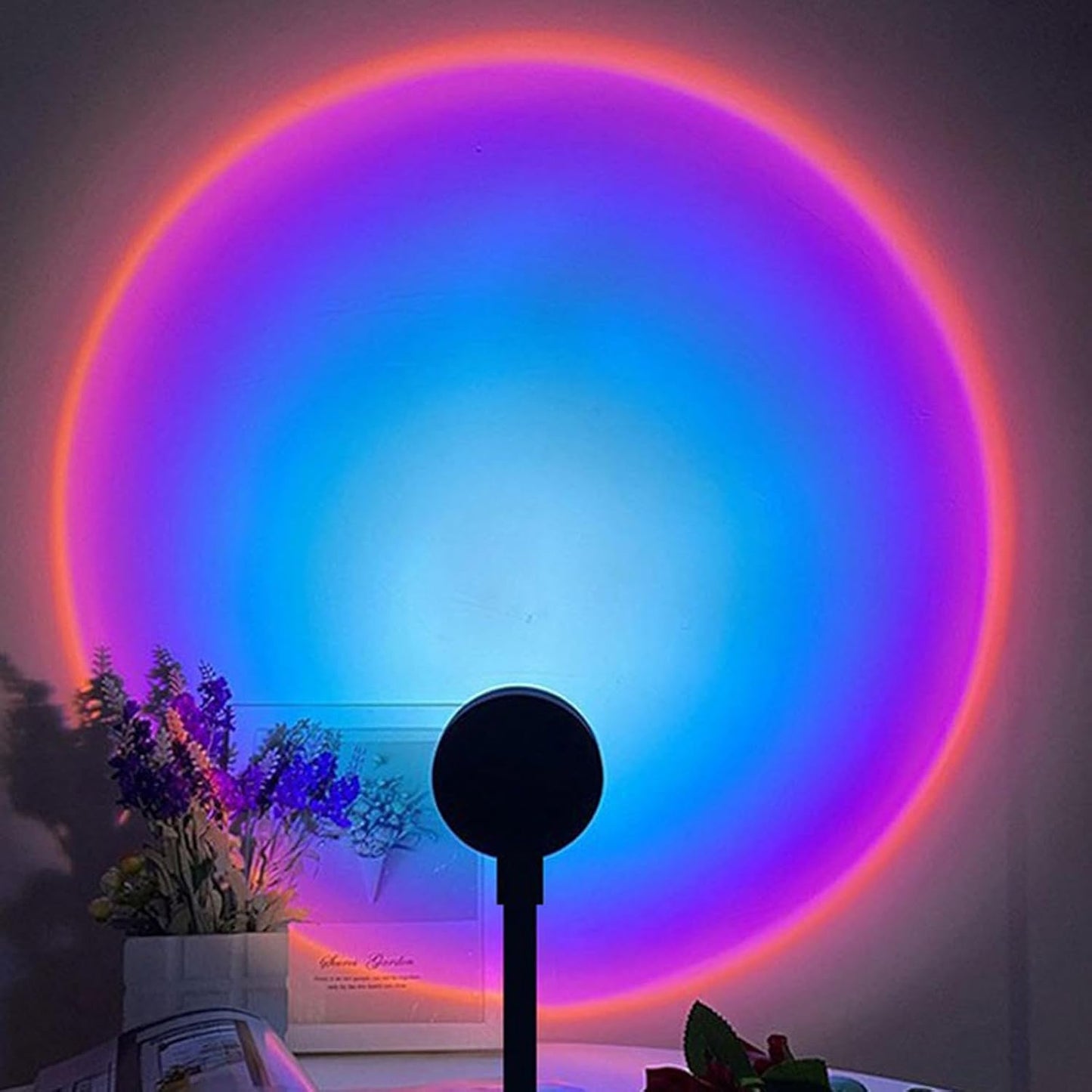 Sunset Projector - USB Charging Lamp with 7 Colors, 360° Rotating LED Light, Button Control, Plug and Play, Mood Lighting | Sunrise Bedroom Night Light for Gathering, Live Streaming, Room