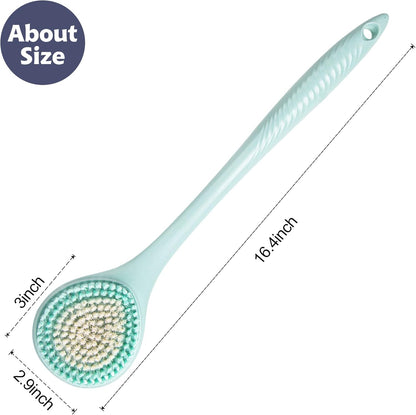 BEDELITE Back Scrubber for Shower, Soft Bath Brush Long Handle for Men & Women(16.4 Inches), Anti Slip Body Scrubber Exfoliator for Cleaning(Blue)
