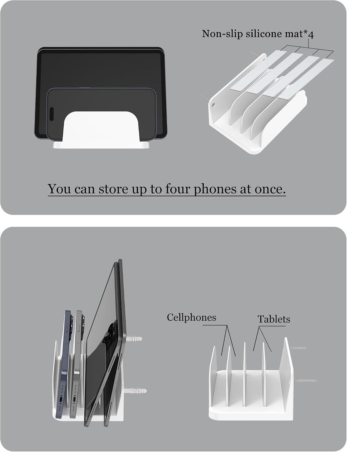 Wall Mount Phone Holder, (White)