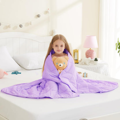 L'AGRATY Weighted Lap Pad 7lb: Small Weighted Blanket for Adults - Cooling Portable Travel Blanket for Relaxation Sleeping - Washable All-Season (29" x 24")