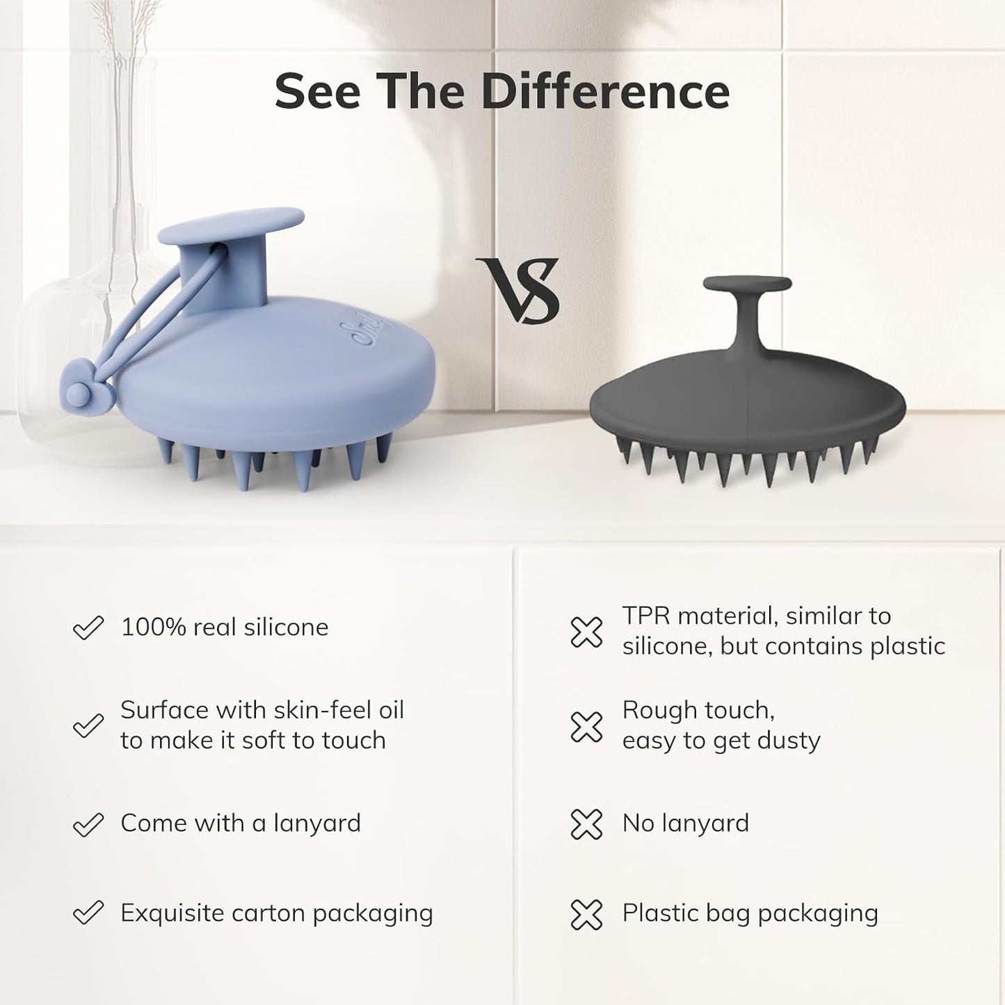 Sndyi Silicone Scalp Massager Shampoo Brush, Hair Scrubber with Soft Silicone Bristles, Scalp Scrubber/Exfoliator for Dandruff Removal, Wet Dry Scalp Brush for Hair Growth & Scalp Care, Oatmeal