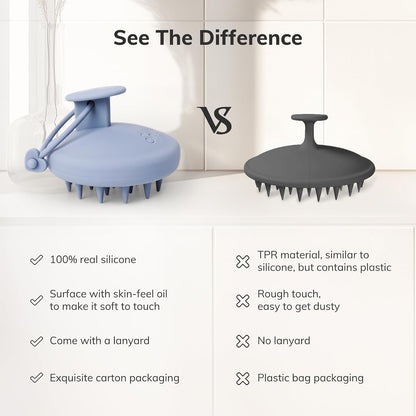 Sndyi Silicone Scalp Massager Shampoo Brush, Hair Scrubber with Soft Silicone Bristles, Scalp Scrubber/Exfoliator for Dandruff Removal, Wet Dry Scalp Brush for Hair Growth & Scalp Care, Oatmeal