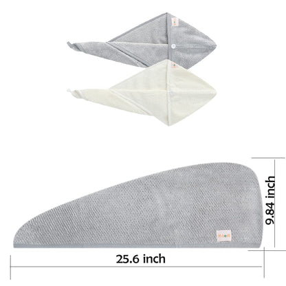 M-bestl 2 Pack Microfiber Hair Towel Wrap,Hair Drying Towel with Button,Quick Dry Hair Towel Turban for Women,Absorbent Anti-frizz Head Towel for Long Thick Curly Hair(Pink&Beige)