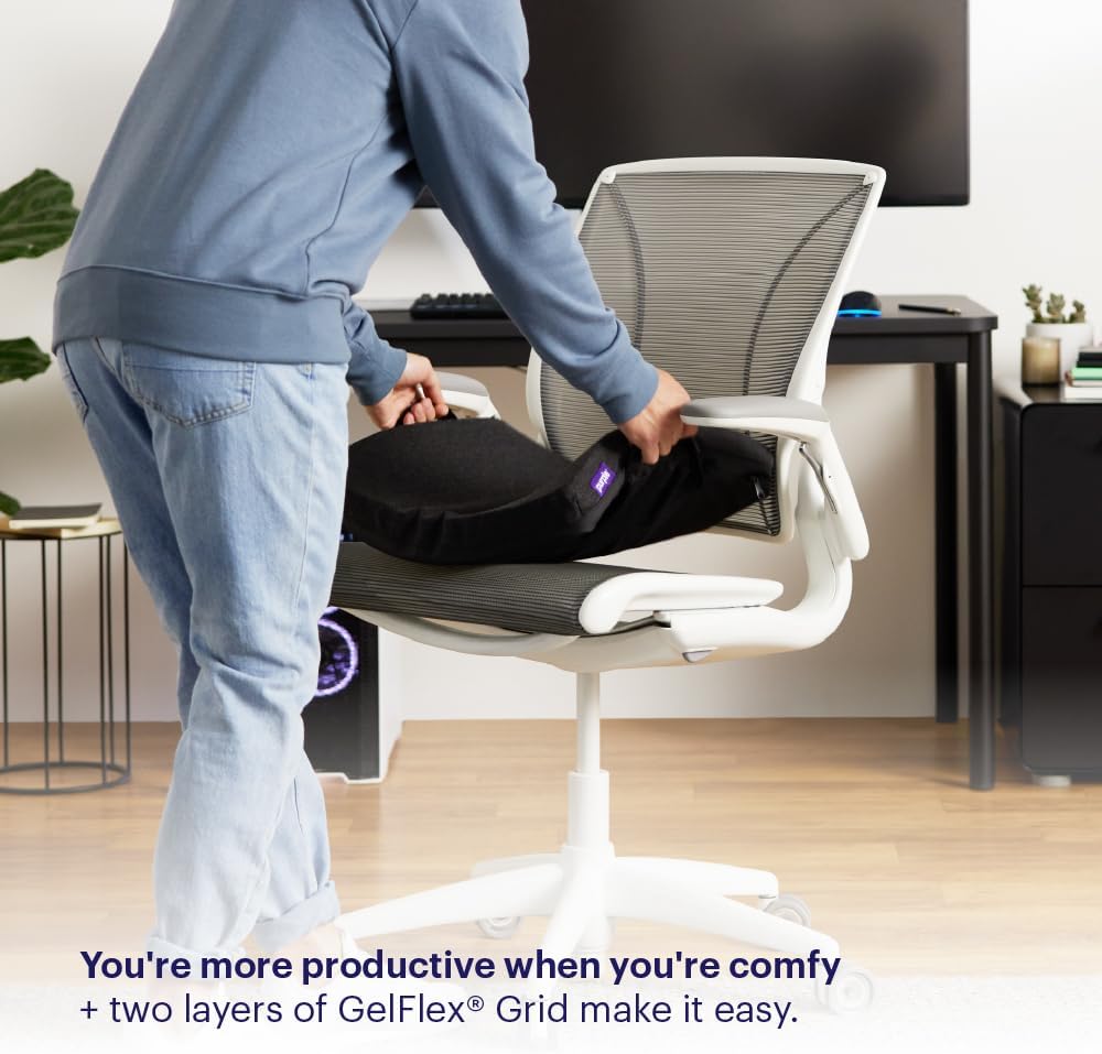 Purple Royal Seat Cushion, Portable 2 Inch Gel Seat Cushion, GelFlex Grid | Handles for Car, Office Chair, Stadium - Pressure-Reducing for Hard Seats, Temperature-Neutral, No-Slip - Made in USA
