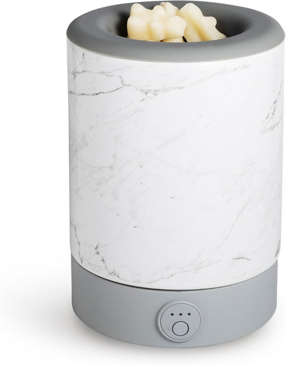 Happy Wax Marble Signature Wax Melt Warmer for Scented Wax Melts, Cubes & Tarts – Electric Wax Melter with Automatic Timer and No Scrape Silicone Dish for Easy Wax Removal