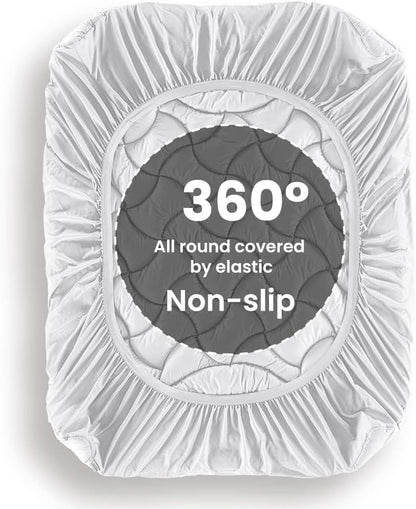SLEEP ZONE Cooling Queen Mattress Topper, Premium Zoned Cool Mattress Pad Cover, Padded Mattress Protector Breathable Washable, Deep Pocket 8-21" (Grey, Queen)