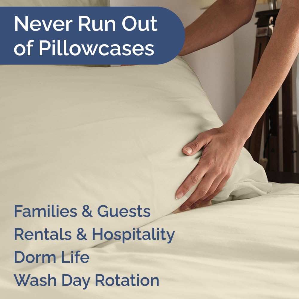 Standard Pillow Cases Set of 10 - Ultra Soft Hotel Quality Pillowcase Covers - Comfy, Cozy & Wrinkle Free - Shrink, Stain and Fade Resistant - Machine Washable Pillow Protectors - 10 Pcs Set - White - Colors B