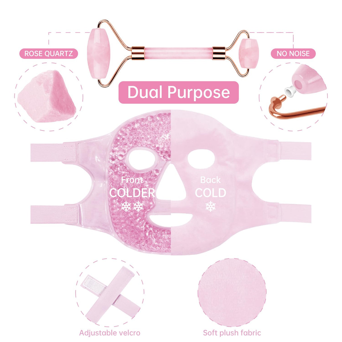 ZNÖCUETÖD Cold Face Ice Mask Facial Ice Pack, Hot Cold Compress for Face