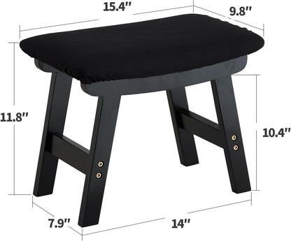 Foot Stool Ottoman Foot Rest Under Desk,Small Stool for Living Room, Bedroom and Kitchen (Brown Legs - Beige Stool Surface)