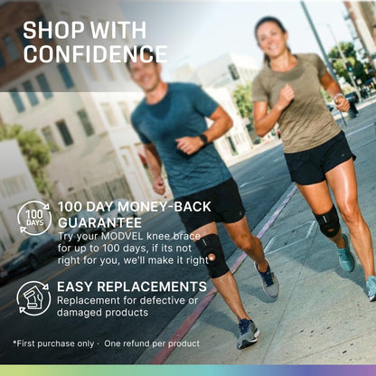 Modvel Knee Brace with Side Stabilizers & Patella Gel Pads for Pain Relief and Joint Support Breathable, Non-Slip Compression Sleeve for Men & Women, Arthritis, Meniscus, ACL Recovery