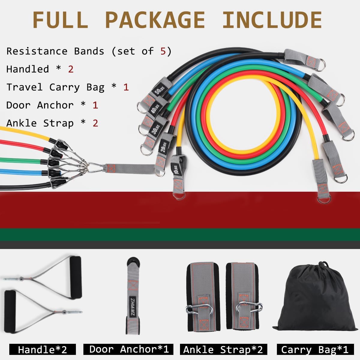 Resistance Bands with Handles, Exercise Bands with Handles, Door Anchor