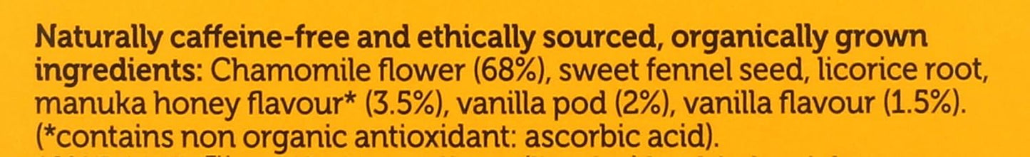 Pukka Calming Chamomile, Vanilla & Manuka Honey Organic Herbal Tea, Soothing Organic Tea Infusion Selection, Honey & Fennel Blend, Caffeine Free, 80 Total Bags (20ct - Pack of 4)
