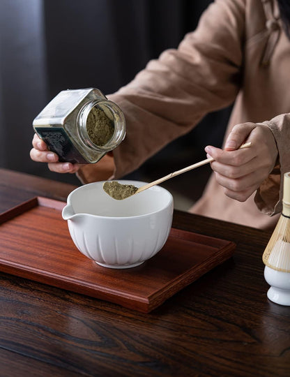 TANG PIN Matcha Set - Match Bowl and Whisk, 15 OZ, Matcha Scoop | Matcha Whisk Stand (Chasen Holder) - 5pc Perfect Matcha Kit for Matcha Tea Ceremony (Mottled Green)