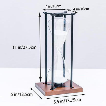 Large Black Iron Craft Hourglass Timer 60 Minutes,Modern Hour Glass Timers Gift for Men & Women, Sand Timer for Kitchen Home Office Desk Deco (Black)