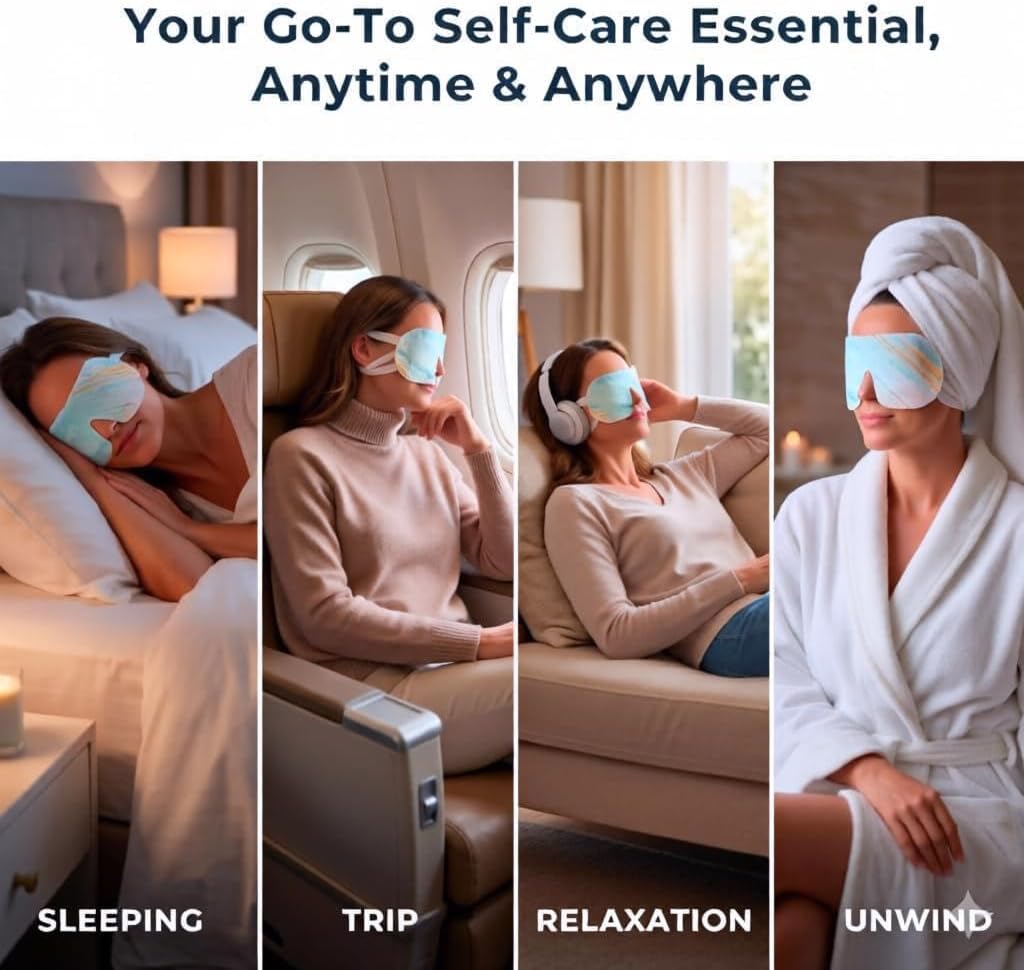 FACEMOON 30 Pack Self-Heating Steam Eye Masks for Dry Eyes: Moist Heat Warm Compress for Stye Fast Relief & Digital Eye Strain, Disposable Heated Eye Mask, No Microwave Needed, Unscented Travel Ready