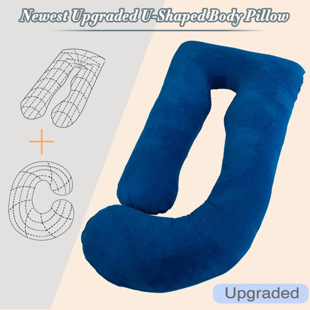 60 Inch Pregnancy Pillow for Sleeping, Extra Large U Shaped Body Pillow, Maternity Pillow for Pregnant Women with Velvet Cover (Dark Grey)