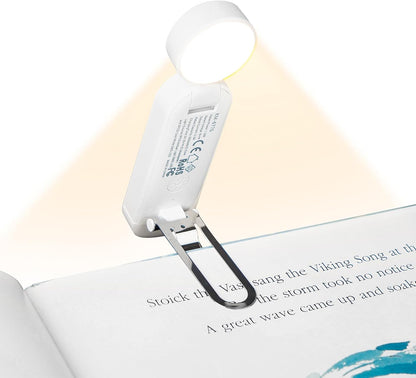 VAVOFO USB Rechargeable Book Light, Blue Light Blocking, Amber Clip-On Bookmark Shaped Reading Light, Eye Care 6 LEDs With 9 Lighting Modes for Bookworms (Grey)