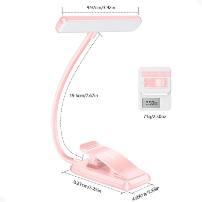 Gritin 19 LED Rechargeable Book Light for Reading in Bed with Memory Function- Eye Caring 3 Color Temperatures,Stepless Dimming Brightness,90 Hrs Runtime Lightweight Clip on Light for Book Lovers