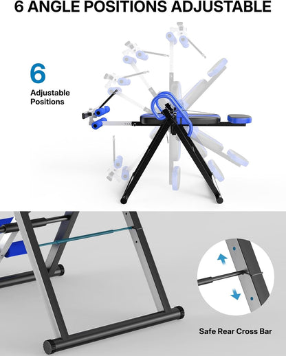 YOLEO Gravity Inversion Table for Back Pain Relief 2026 New Inversion Table w/Lumbar Support Easy to Assemble Back Stretcher Machine 300 lbs