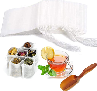 300Pcs Tea Filter Bags, Disposable Tea Filter Bags for Loose Leaf Tea from Safe Natural Materials, Empty Tea Bags Suitable for Loose-Leaf Tea, Spices, Herbs, Bring Tea Spoon (3.54 x 2.75 inch)