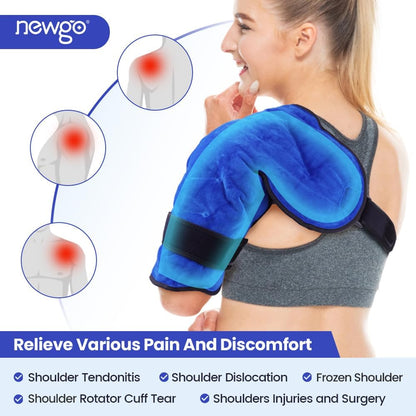 NEWGO Shoulder Ice Pack Rotator Cuff - Reusable Cold Therapy Wrap Shoulder Brace for Pain Relief, Gel Ice Pack for Injuries & Surgery Recovery with Adjustable Strap - Purple