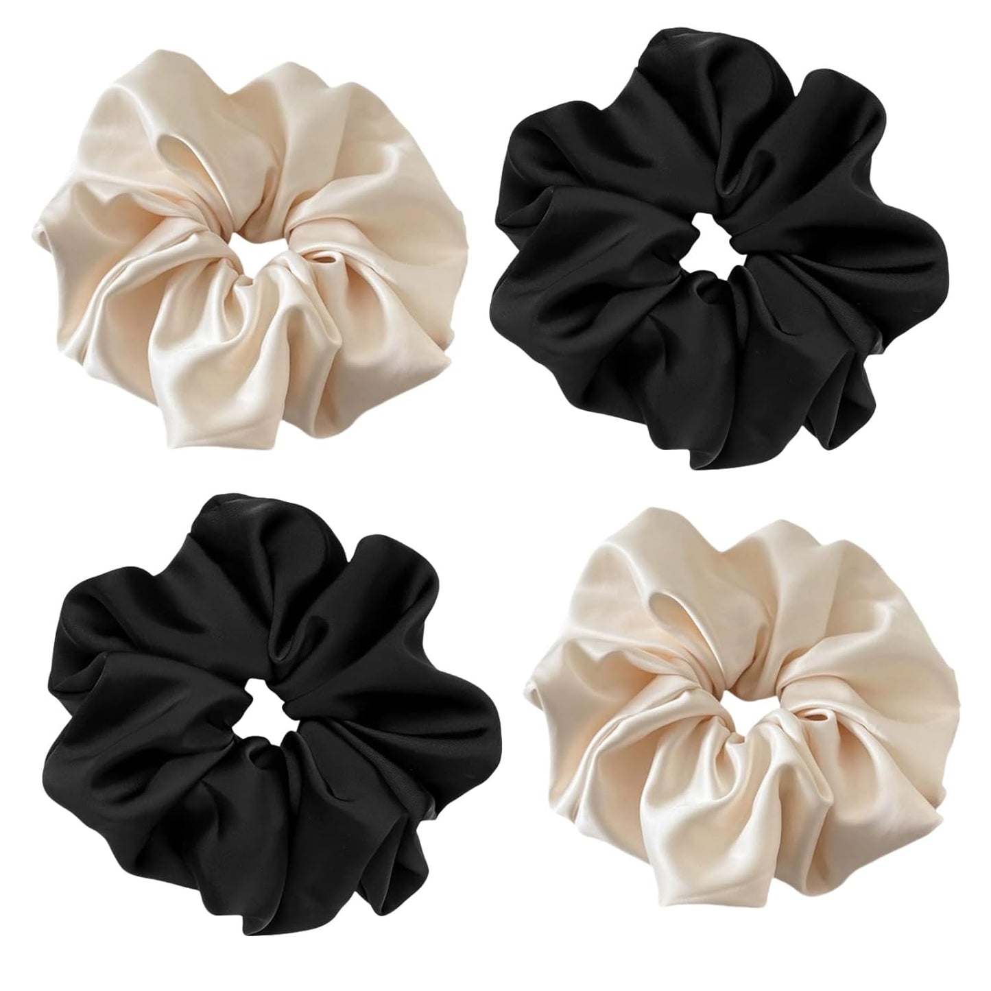 4 Pieces Jumbo Satin Silk Scrunchies for Women 7.2 Inches Large Oversize Scrunchies For Thick Hair Elastic Hair Ties (Pink Mix)