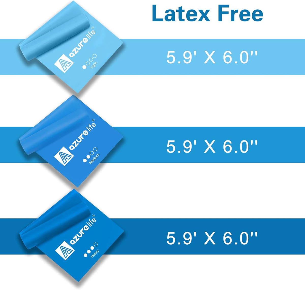 A AZURELIFE Resistance Bands,Professional Long Non-Latex Elastic Stretch Bands,Exercise Bands for Physical Therapy, Yoga, Pilates, Rehab, at-Home or The Gym Workouts, Strength Training